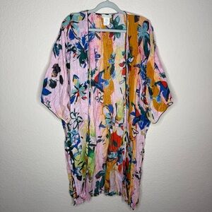 PE'TANU BY PASHMA Linen Floral Kimono Duster Cardigan One Size
